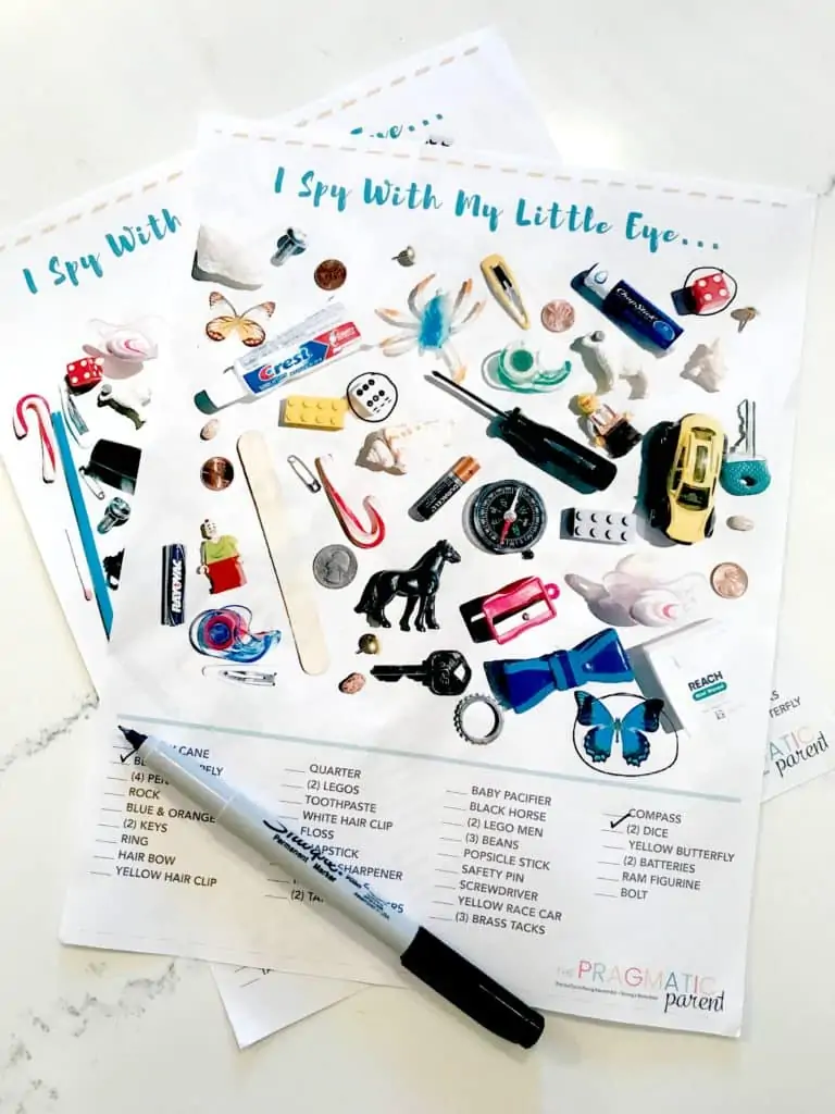 I Spy Printable Game Sheets for When You're on the Go, Waiting, Trying to Make Dinner or Your Kids are Playing Independently. These two printables are great to tuck in your purse or pull out when you're waiting at the doctor's office. 