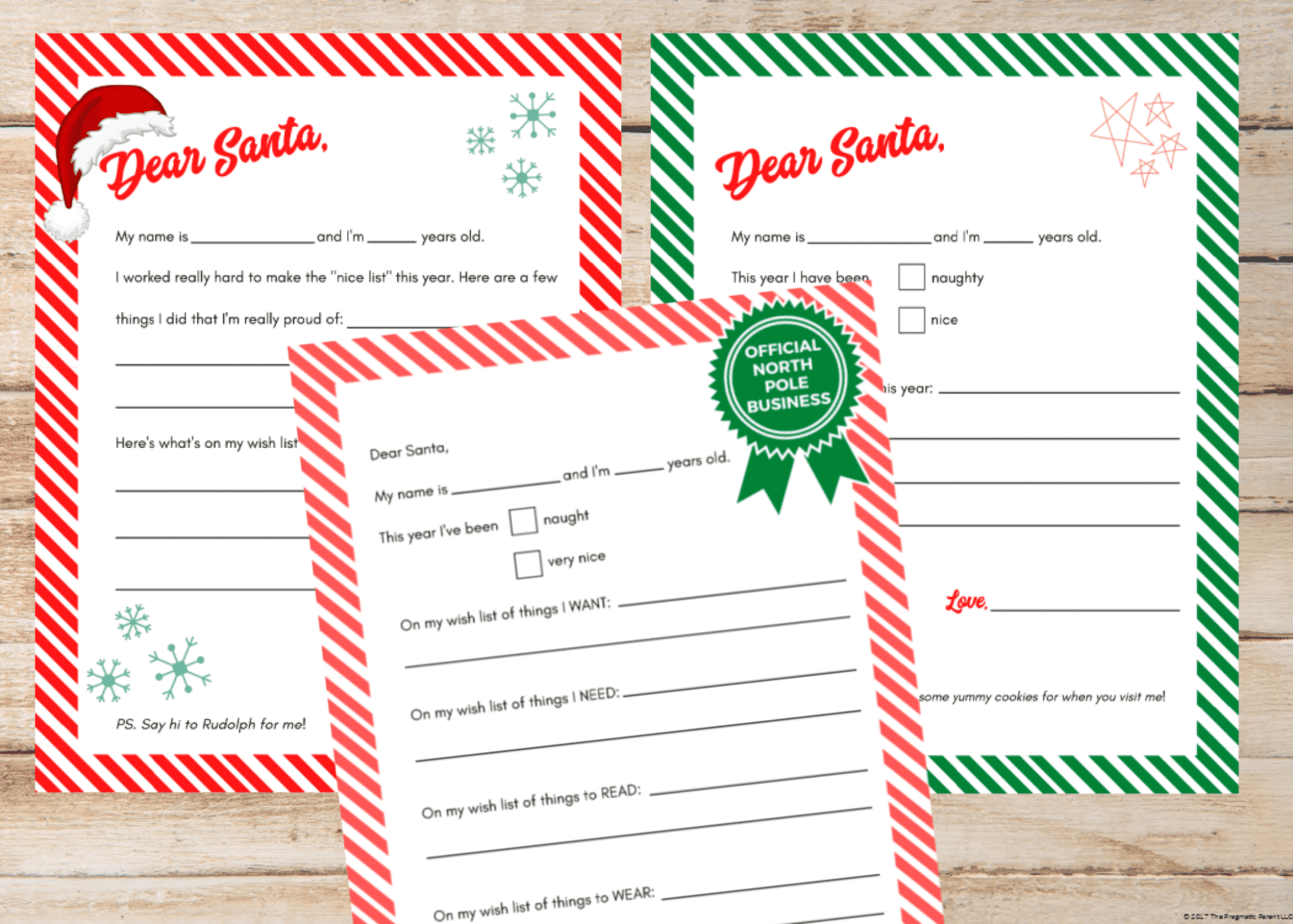 digital download Kids Letter to Santa Simple template Letter to Santa