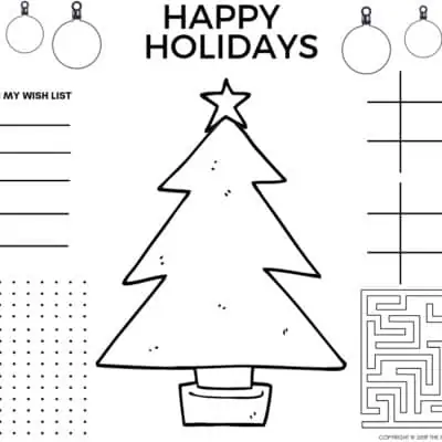 Cute Christmas Placemats and Printable Christmas Coloring Pages PDF to keep kids busy over the holidays.