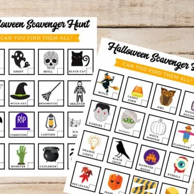 If you're looking for a fun activity for kids this October - these 2 colorful Halloween Scavenger Hunts are fun & easy entertainment for kids of all ages!