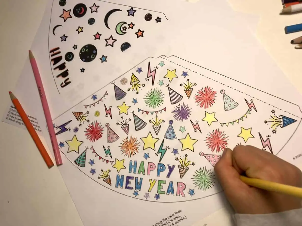 New Years Activity - Printable Coloring Party Hats