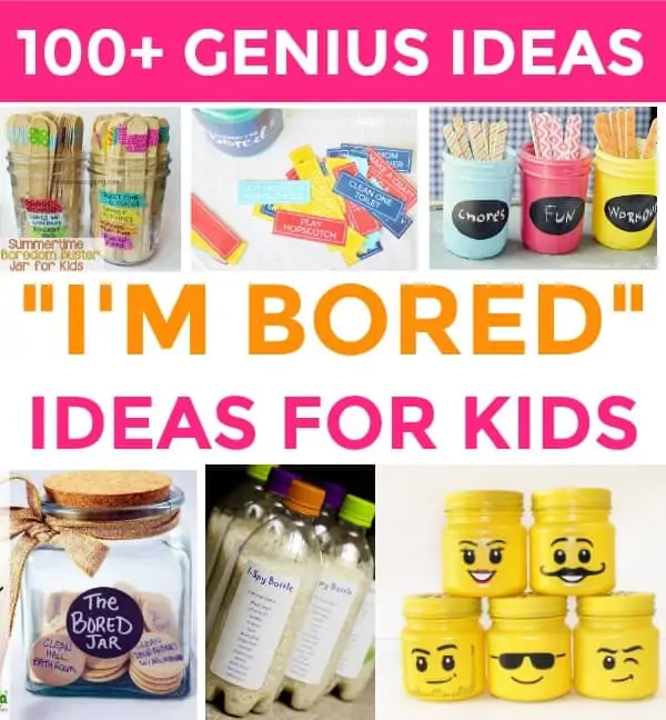 Genius Ideas for When Your Kids Say I'm Bored. Screen-free ideas including fun games for kids, summer activities for kids, crafts, learning, chores, kind acts and much more!