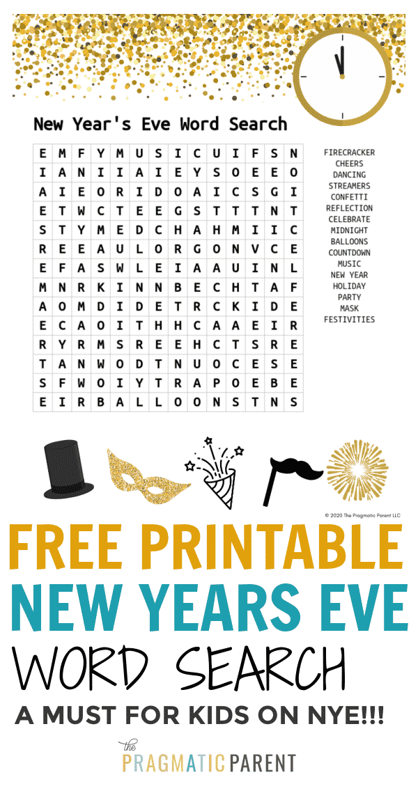 free printable new years kid s activity word search