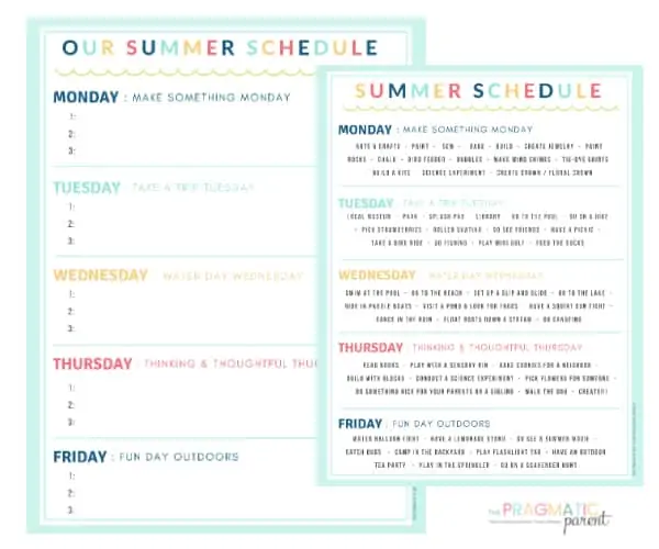 Creating Summer Schedule for Kids
