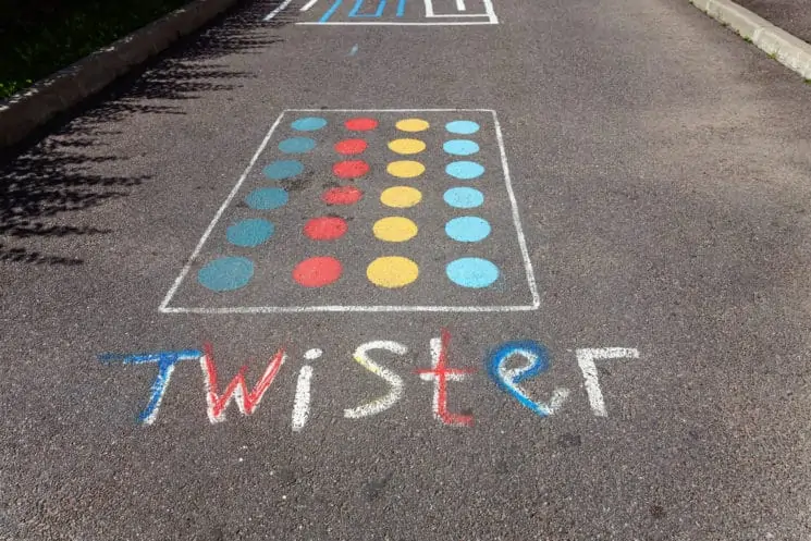 Twister game chalk art