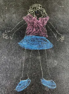 chalk art self portrait