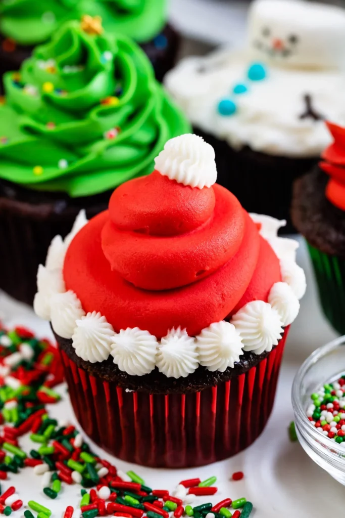 Santa hat cupcakes