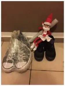 cling wrapped elf wraps shoes