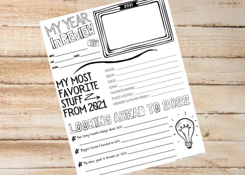 year in review printable for kids