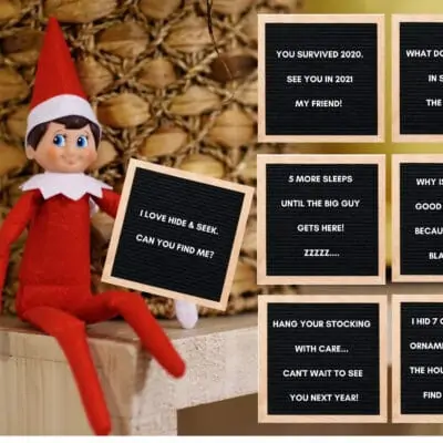45 adorable & easy Elf on the Shelf letterboard notes with funny messages, jokes, and perfectly pair with a little Elf's mischief from the night before.