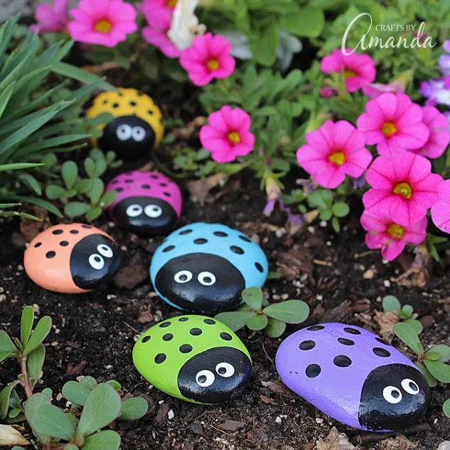 ladybug-painted-rocks-various colors