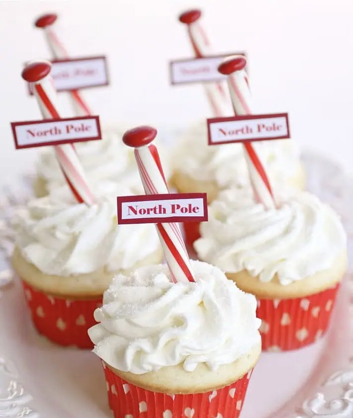 North Pole cupcakes for Christmas holidays