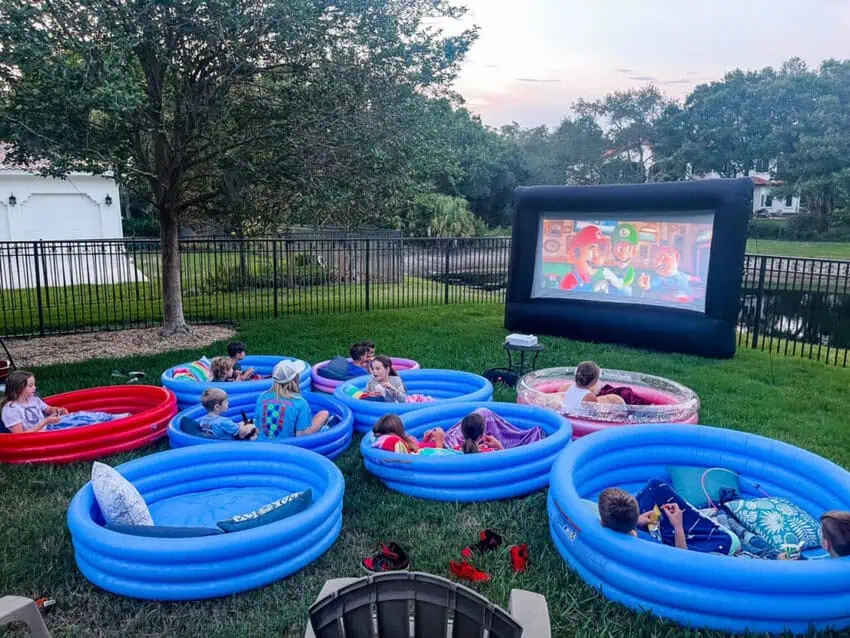 outdoor movie night kids birthday.