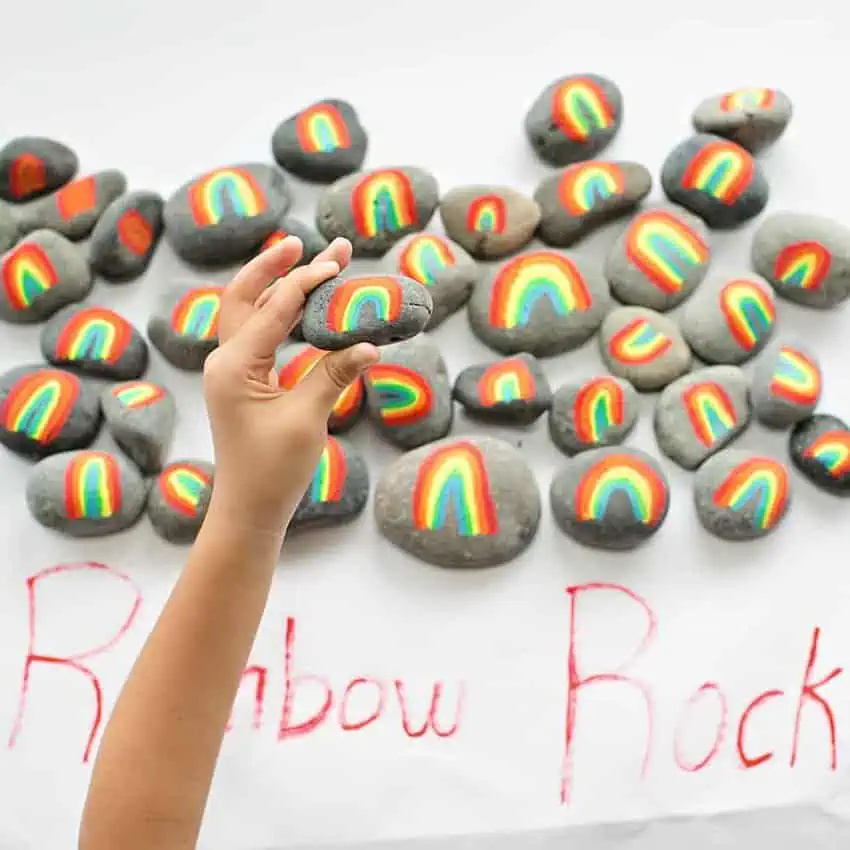 rainbow rock painted kindness rock