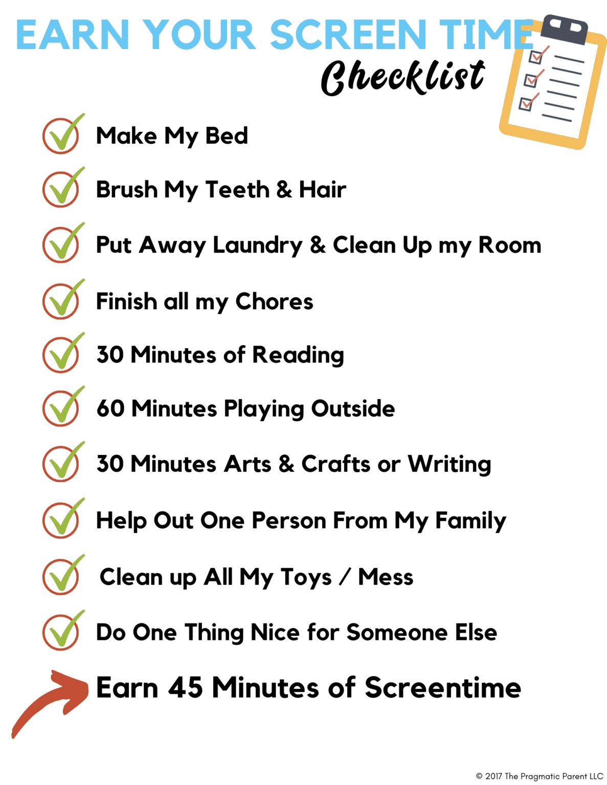 Printable Screen time Rules Checklist for Kids (PDF)