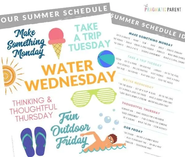 Snag a free printable summer schedule for kids to help you plan for ultimate fun, yet peaceful days. Printable Summer Schedule for Kids (and Moms!) planner.